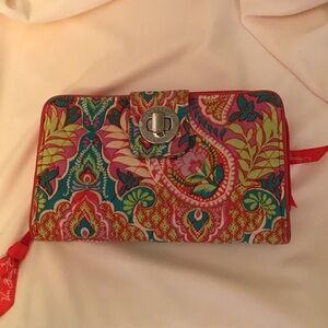 Vera Bradley Pink and Green Paisley Wallet